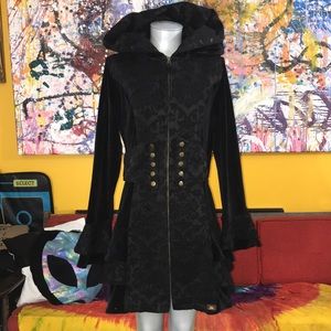 Goth Witch oversized hood brocade jacket